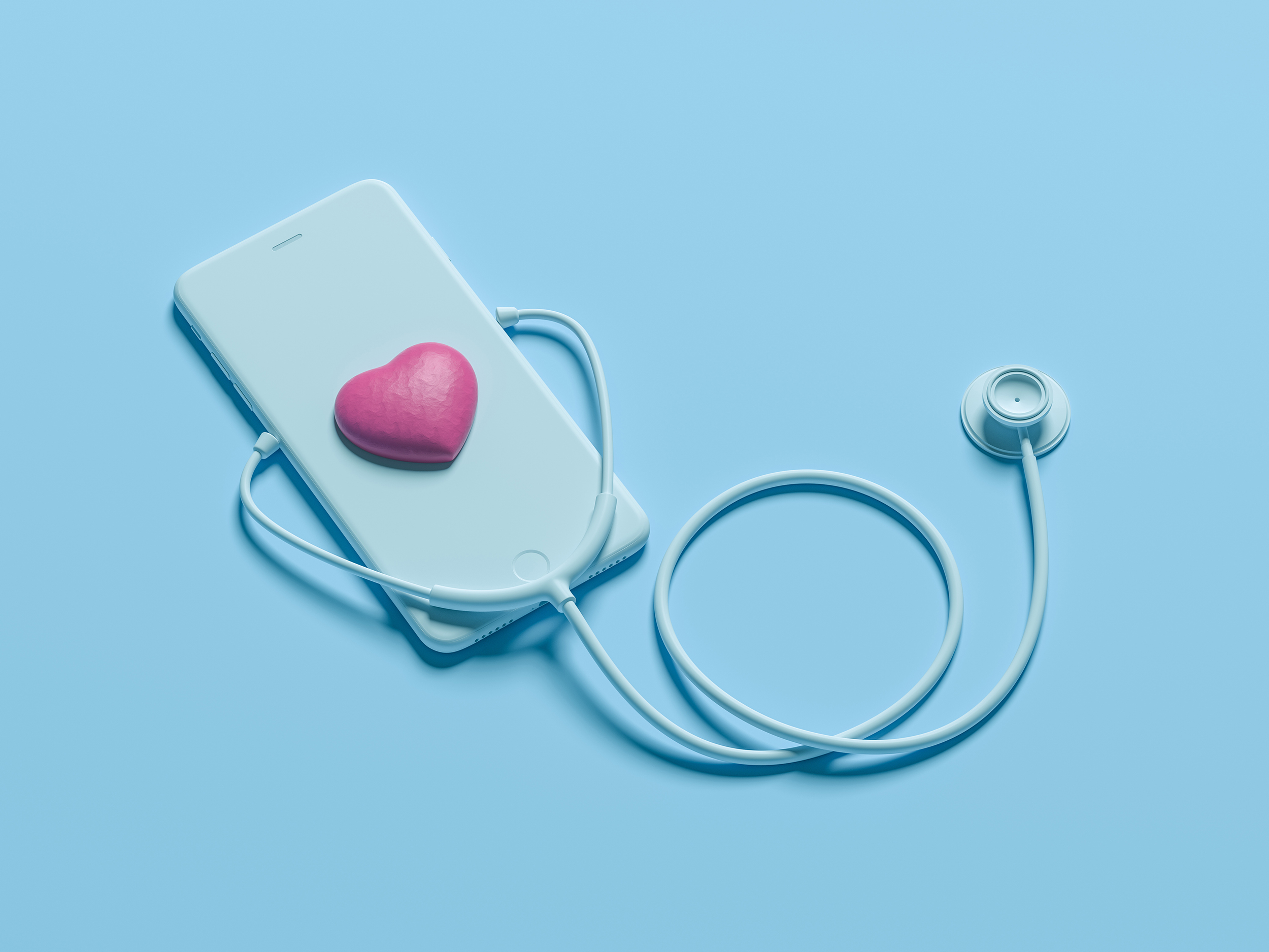Phone With Stethoscope And Heart