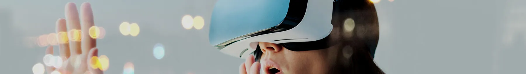 Virtual reality woman smaller