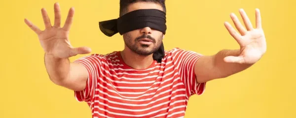 man with blindfold